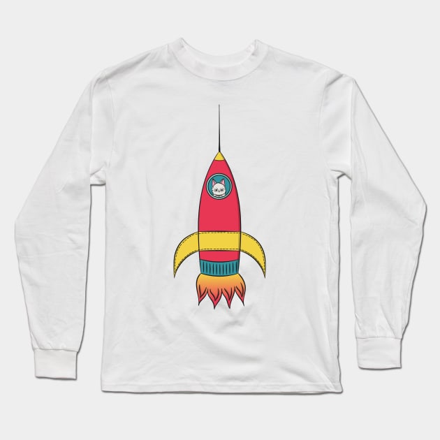 Rocket Cat Long Sleeve T-Shirt by krimons